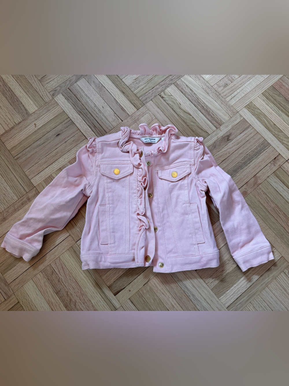 Janie and Jack Light Pink Ruffle-Trim Jean Jacket